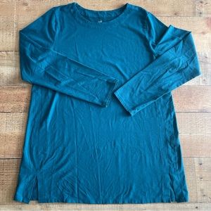 J.Jill Luxe Supima Forward Seam Tunic Teal Blue Size Medium